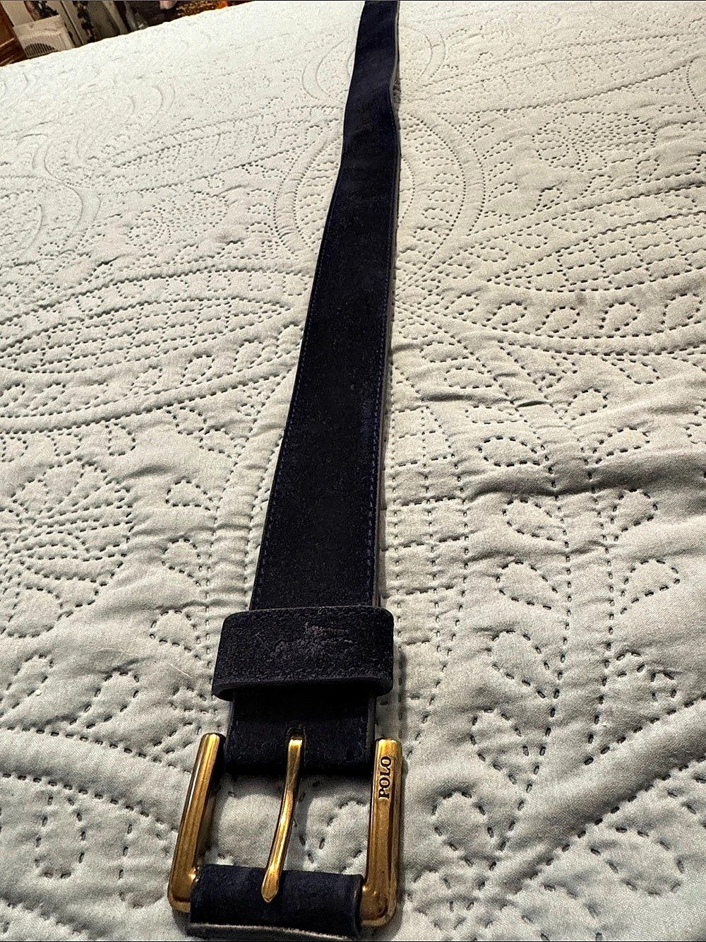 Polo Ralph Lauren Roller-Buckle Suede Belt in Blue